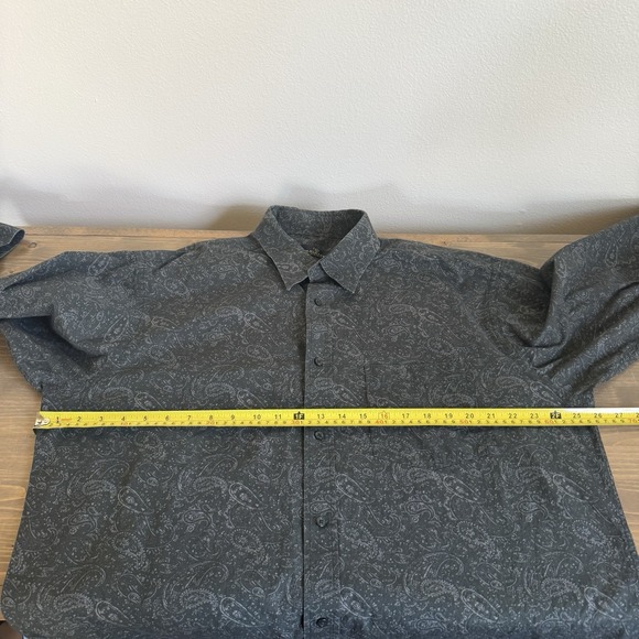 Bugatchi Men's‎ XL Green Paisley Print Long Sleeve Button Down Shirt Top Cotton - Picture 6 of 7